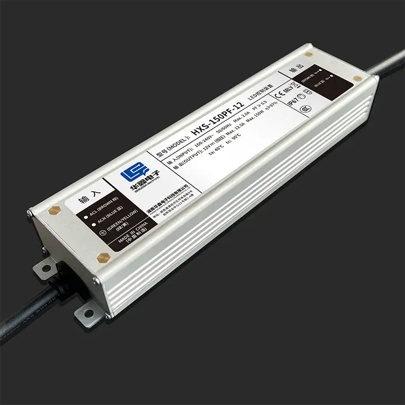 Alimentatore CE IP67 da 150 W per illuminazione interna a basso rumore